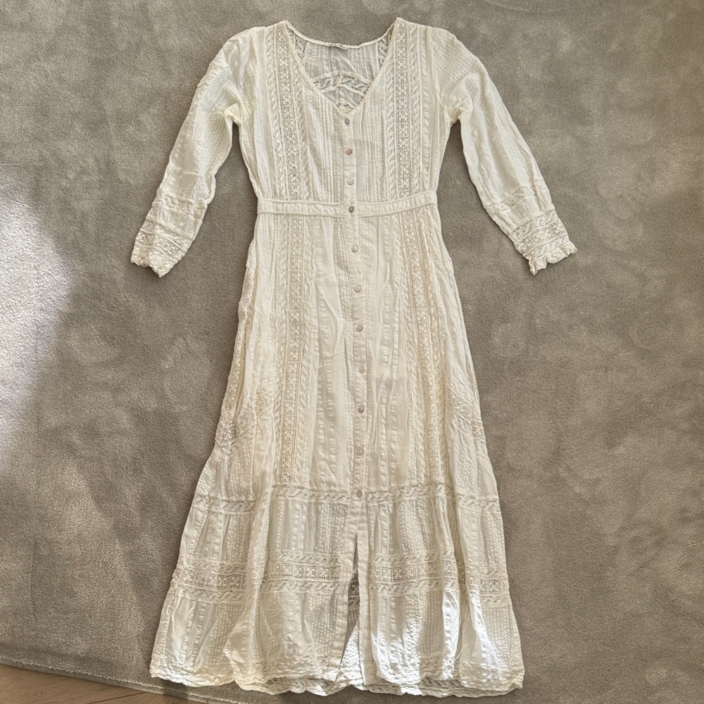 LoveShackFancy white Long Sleeve Dress, size 0